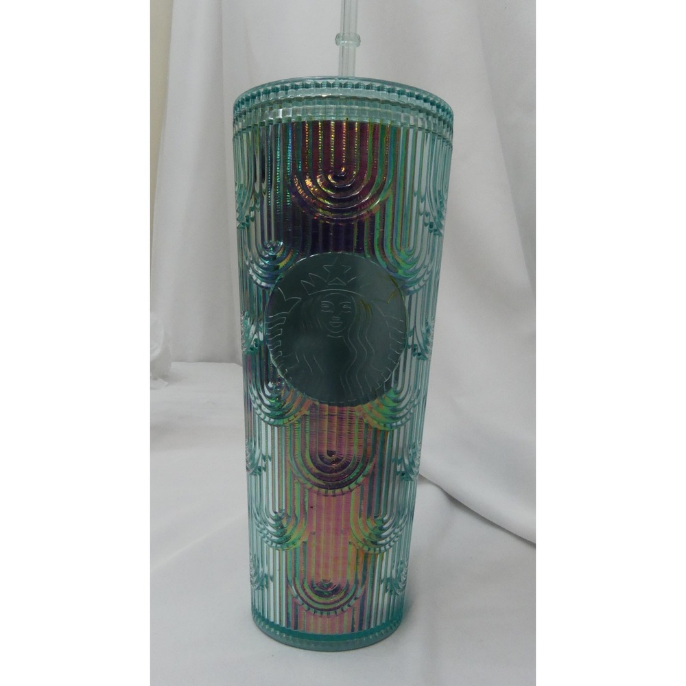 Starbucks Tumbler Unisex 24oz Blue Iridescent Mermaid Scale Venti Cold Cup S553